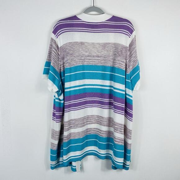 Lane Bryant Size 26 28 Striped Classic Short Sleeve Open Front Cardigan Sweater - Picture 4 of 7